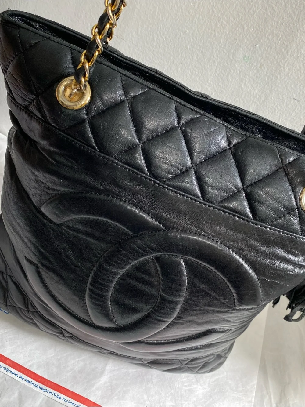 Chanel Vintage CC Quited Lambskin Leather Tote shoulder bag